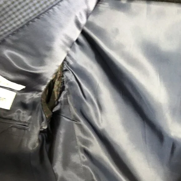 Calvin Klein Blazer Mens 38R Blue Check 100% Wool Extreme Slim Fit Jacket Coat - Picture 12 of 16